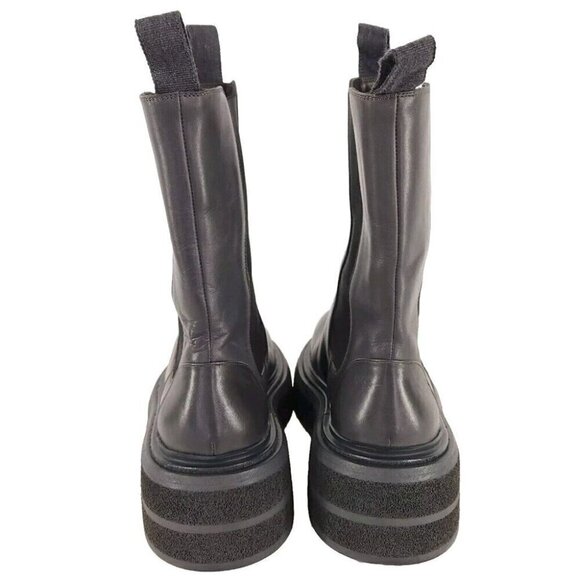 Marsell Zuccone Tronchetto Elast Chelsea Beatle Boots 37.5 7.5 Womens Lead Gray - Picture 6 of 14